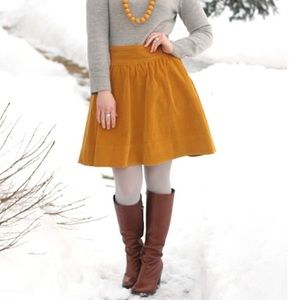 Anthropologie Edme & Esyllte Mustard Corduroy Field Skirt